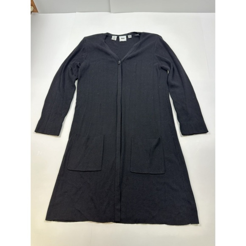 Vintage DKNY Long Cardigan‎ Rayon And Wool Blend Black Size M/L Petite